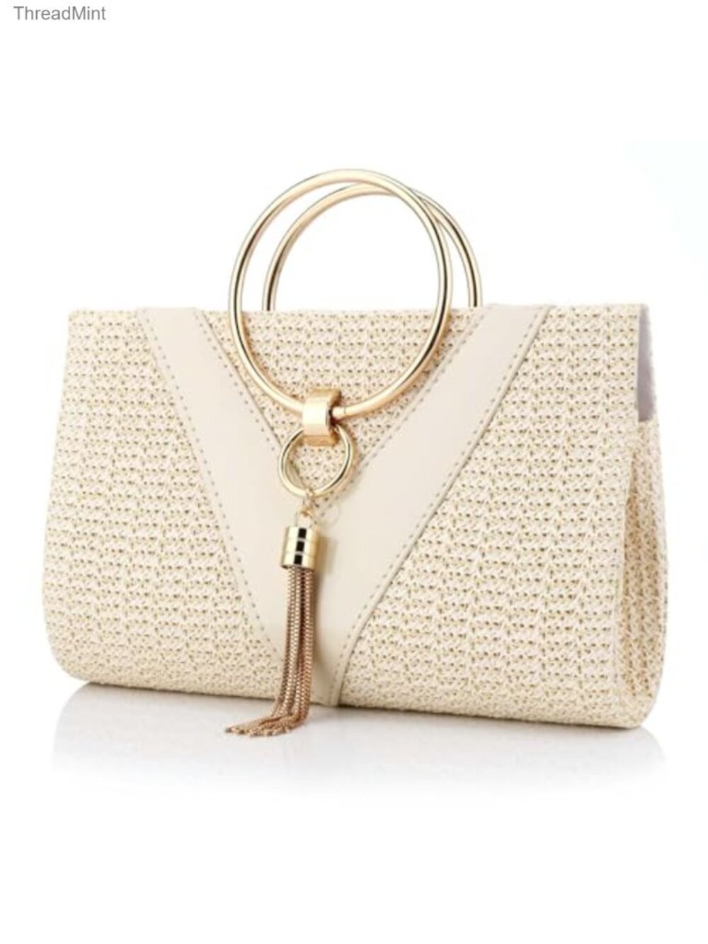 Straw Clutch Purse Handwoven Seagrass Evening Bag Detachable Chain Shoulder